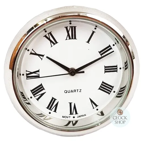 3.5cm Silver Clock Insert With White Dial & Roman Numerals image