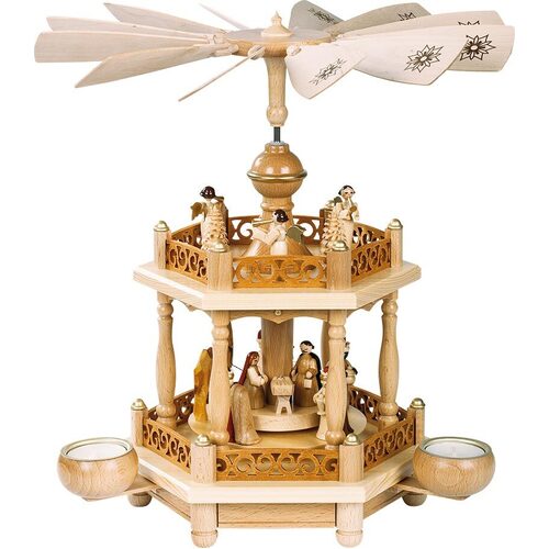 35cm Two Tier Nativity Christmas Pyramid By Richard Glässer image