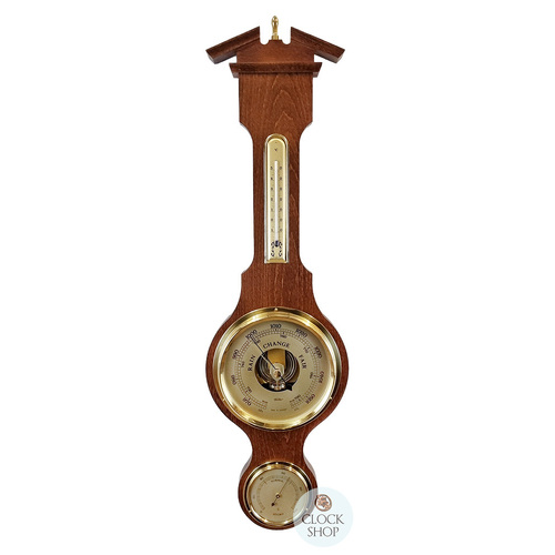 71cm Walnut Traditional Weather Station With Barometer, Thermometer & Hygrometer By FISCHER