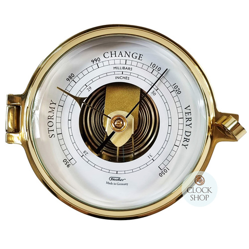 16cm Polished Brass Barometer By FISCHER image