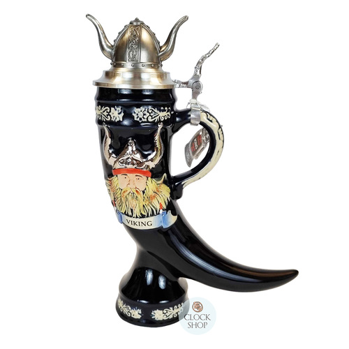 Viking Drinking Horn With Viking Helmet Lid 0.5L By KING image