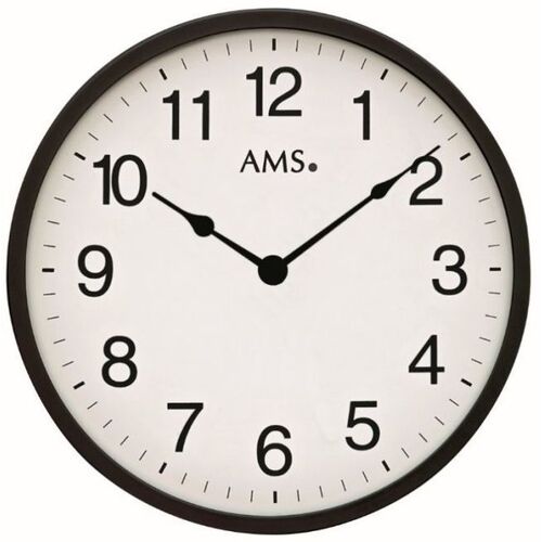 BLACK BATTERY WALL CLOCK METAL ROUND 30CM BY AMS