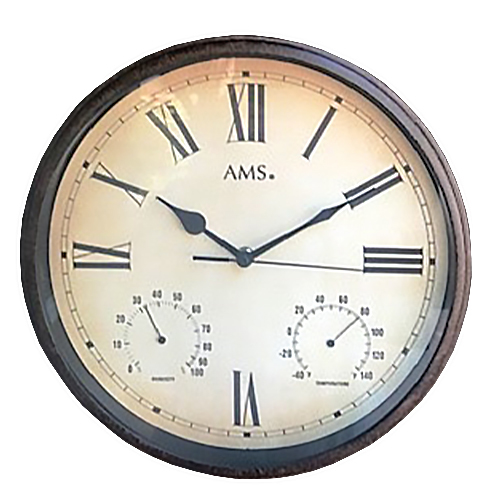 30cm Indoor / Outdoor Round Wall Clock With Weather Dials By AMS