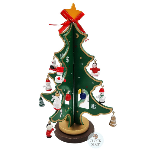 21cm Green Rotatable Christmas Tree With Decorations image
