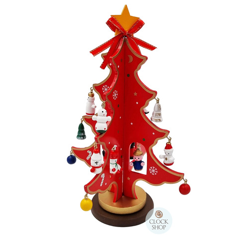 21cm Red Rotatable Christmas Tree With Decorations