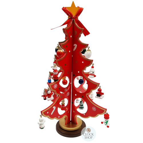 30cm Red Rotatable Christmas Tree With Decorations