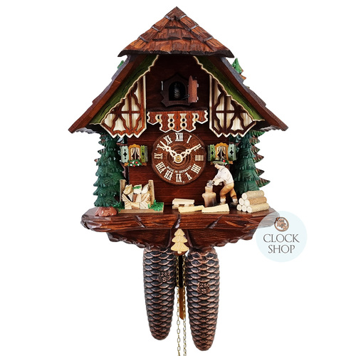 Wood Chopper & Trees 8 Day Mechanical Chalet Cuckoo Clock 30cm By SCHWER