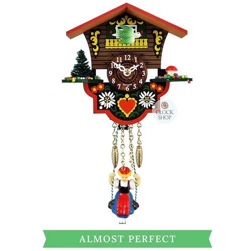 Swiss House Battery Chalet Clock With Swinging Doll 12cm By TRENKLE (No Sound) image