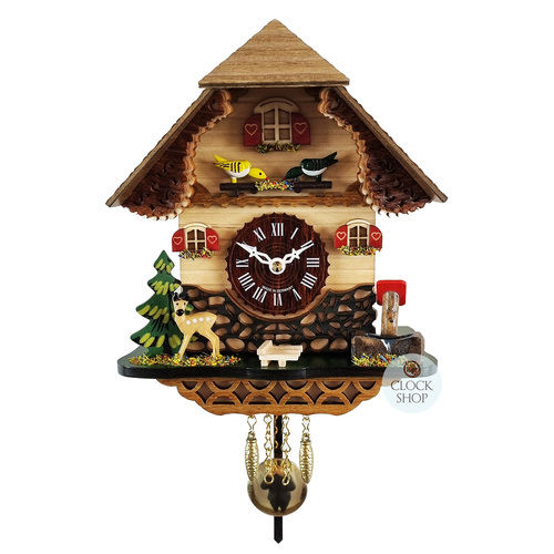 Forest Cabin Battery Chalet Kuckulino With Deer & Water Trough 18cm By TRENKLE image