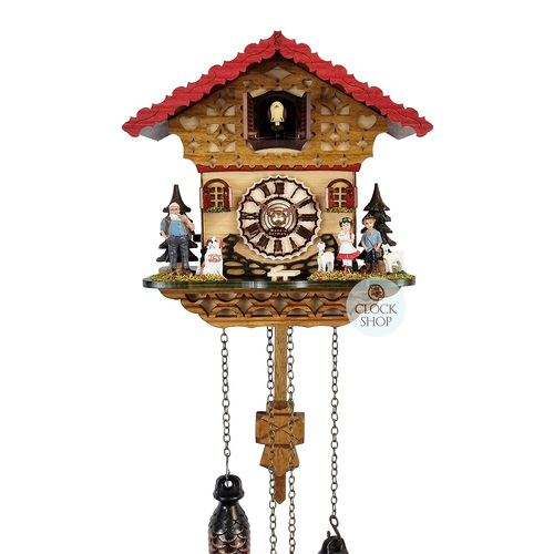 Heidi House Battery Chalet Cuckoo Clock With Dog & Goats 20cm By TRENKLE