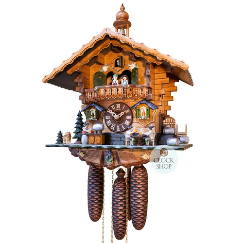 Beer Drinkers 8 Day Mechanical Chalet Cuckoo Clock With Dancers 44cm By SCHNEIDER