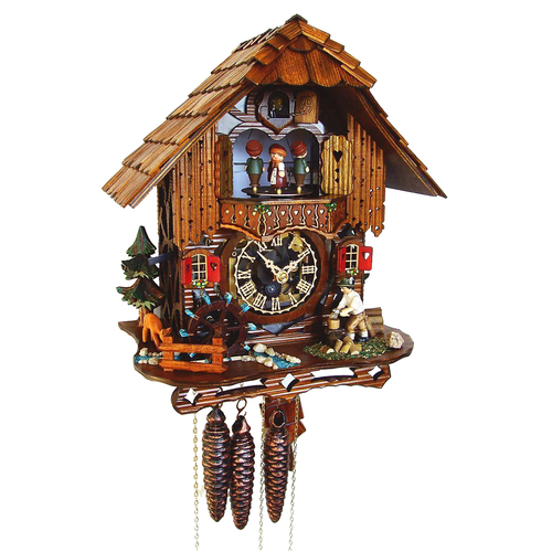 Wood Chopper & Water Wheel 1 Day Mechanical Chalet Cuckoo Clock 31cm By SCHNEIDER