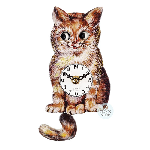 Cat Battery Clock With Moving Eyes 15cm By ENGSTLER