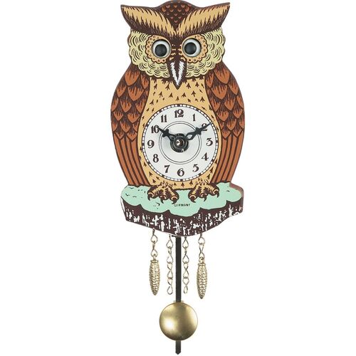 Light Brown Owl Battery Clock With Moving Eyes 15cm By ENGSTLER