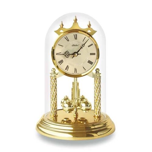 23cm Gold Anniversary Clock With Detailed Pillars & Gold Dial By HALLER 