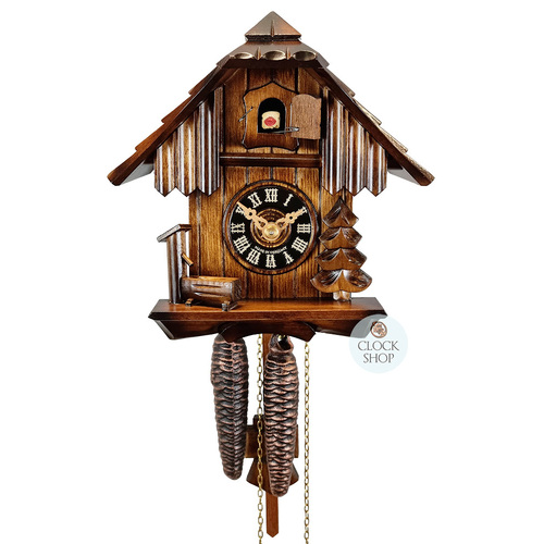 Tree & Water Trough 1 Day Mechanical Chalet Cuckoo Clock 20cm By ENGSTLER 