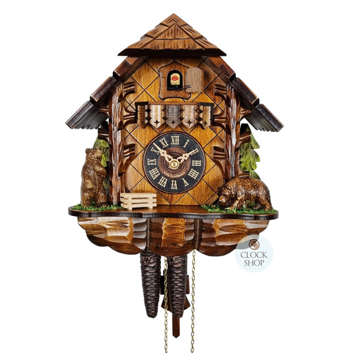 Bears 1 Day Mechanical Chalet Cuckoo Clock 25cm By ENGSTLER