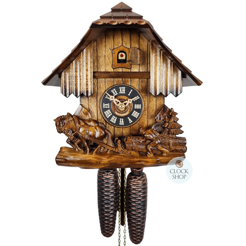 Horse & Logger 8 Day Mechanical Chalet Cuckoo Clock 28cm By ENGSTLER