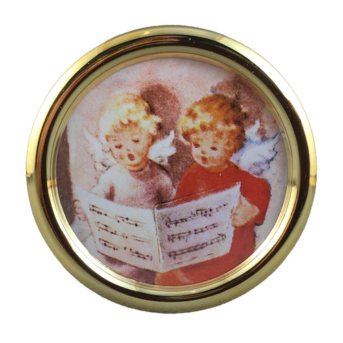 Round Acrylic Music Box With Singing Angels (Hark The Herald Angels Sing)