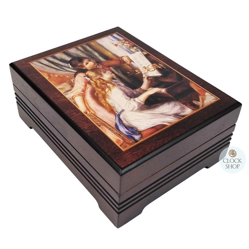Wooden Musical Jewellery Box Girl With Piano (renoir) Tune Walzer