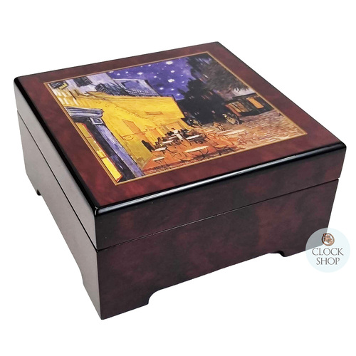 Wooden Musical Jewellery Box - Café Terrace at Night By Van Gogh (Debussy- Clair De Lune)
