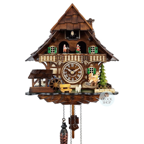 Girl on Rocking Horse Battery Chalet Cuckoo Clock 34cm By ENGSTLER