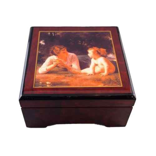 Wooden Musical Jewellery Box With Temptation (bourg) Tune Kindersymphonie