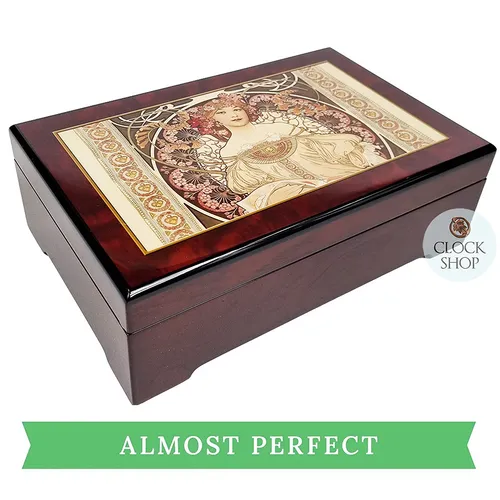 Wooden Musical Jewellery Box with Rêverie By Alphonse Mucha - Liszt-Liebestraum (Light Scratches) image