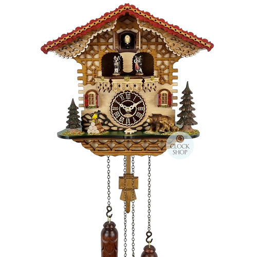 Bears Battery Chalet Cuckoo Clock With Dancers 27cm By TRENKLE