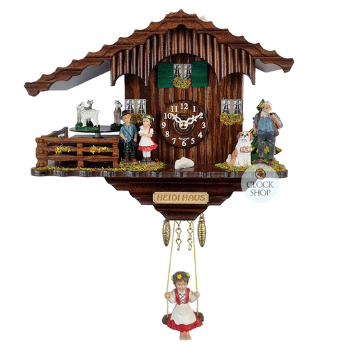 Heidi House Battery Chalet Kuckulino With Moving Goats & Swinging Doll 17cm By TRENKLE