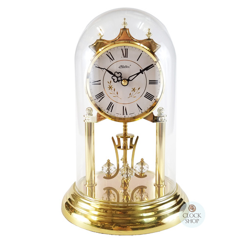 23cm Gold Anniversary Clock With Swarovski Crystal Balls & White Dial By HALLER