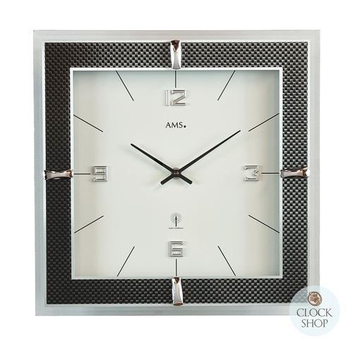 29cm Black & White Square Glass Wall Clock By AMS image
