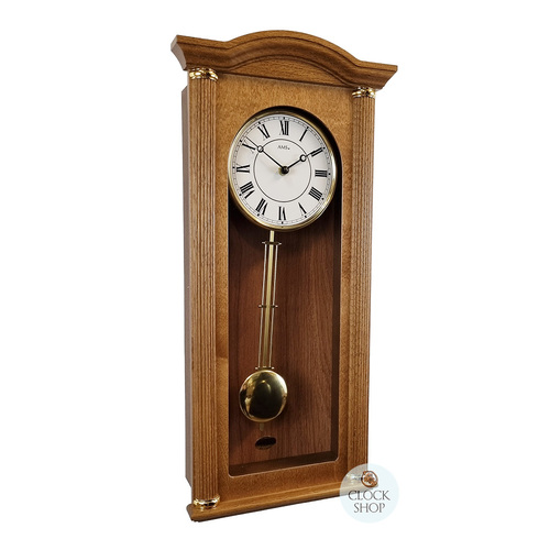 64cm Oak Battery Chiming Wall Clock By AMS image