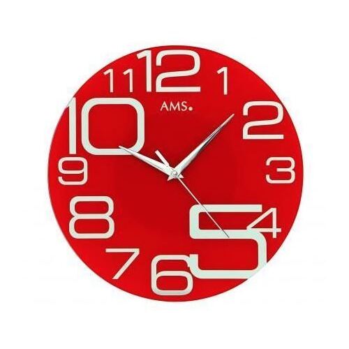 40cm Red Round Glass Silent Wall Clock By AMS