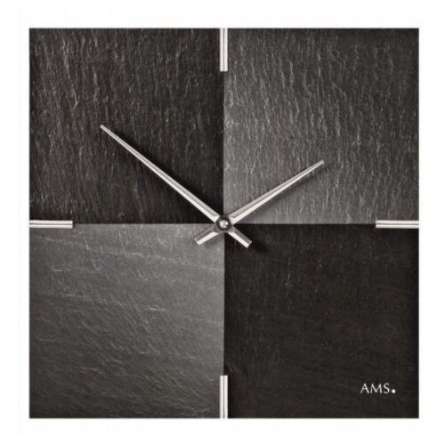 30cm Black And Grey Slate Tile Square Wall Clock By AMS  image