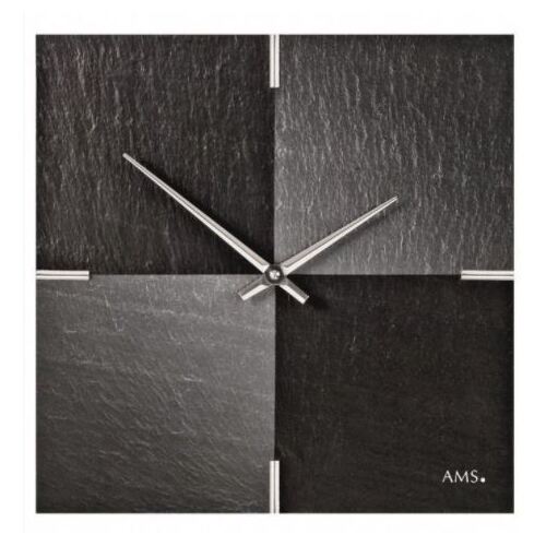 30cm Black And Grey Slate Tile Square Wall Clock By AMS 