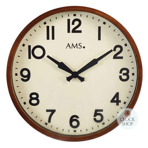 40cm Wood Grain Retro Round Wall Clock By AMS image