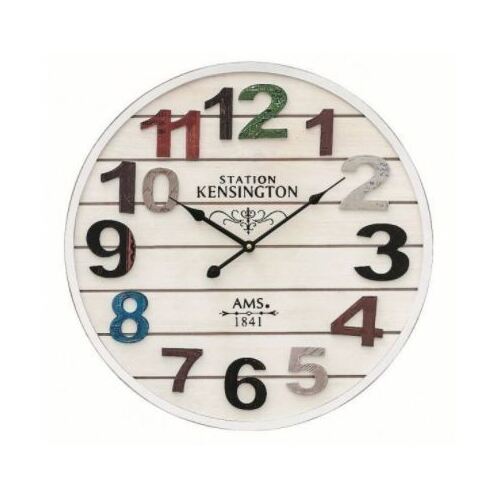 50cm White & Multi Coloured Round Wall Clock By AMS