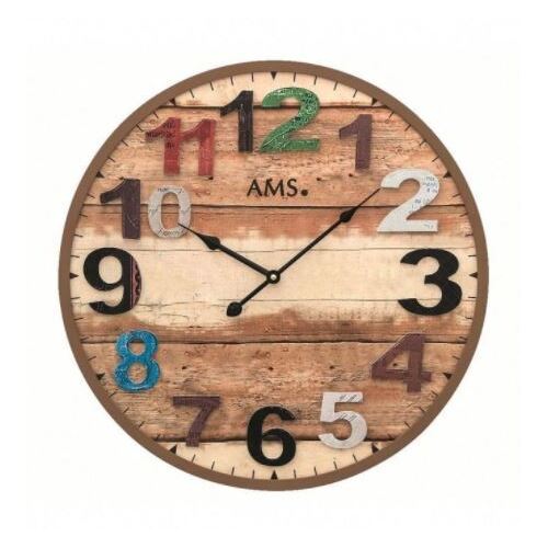50cm Brown & Multi Coloured Round Wall Clock By AMS