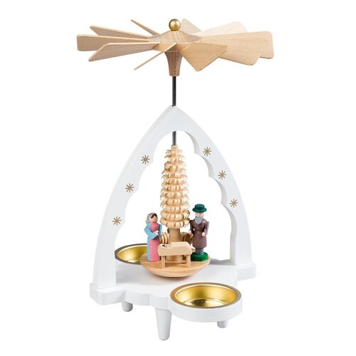 20cm White Nativity Christmas Pyramid By Richard Glässer image