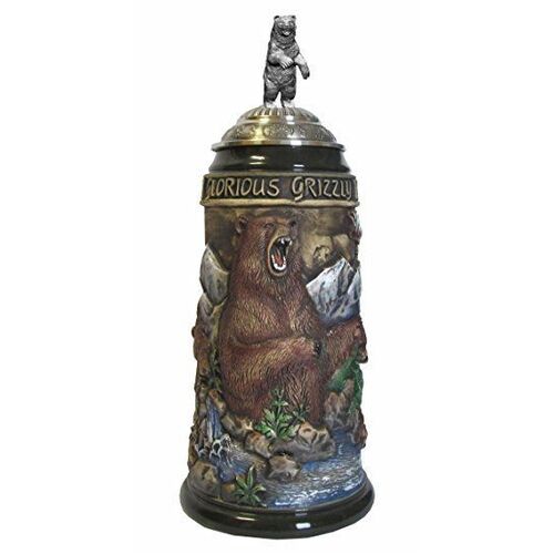 Bear Wildlife Beer Stein With Bear On Pewter Lid By KING 