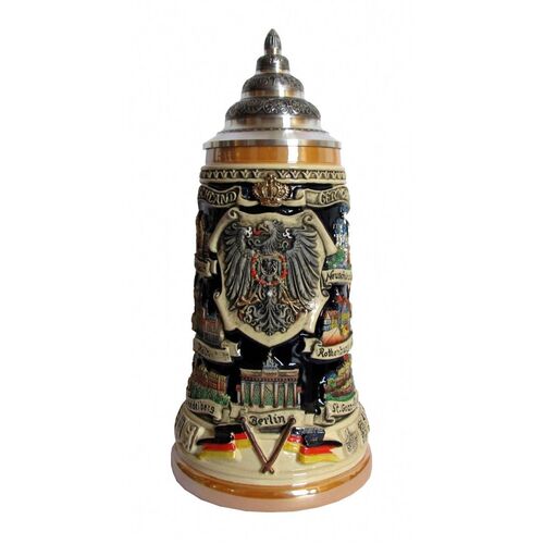 Deutschland Beer Stein with Pewter Eagle On Lid KING 