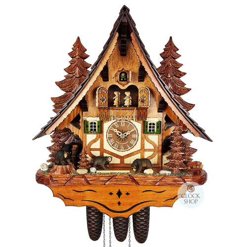 Bears 8 Day Mechanical Chalet Cuckoo Clock 45cm By ENGSTLER