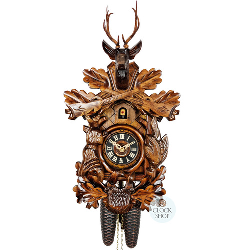 After The Hunt 8 Day Mechanical Carved Cuckoo Clock 42cm By ENGSTLER image