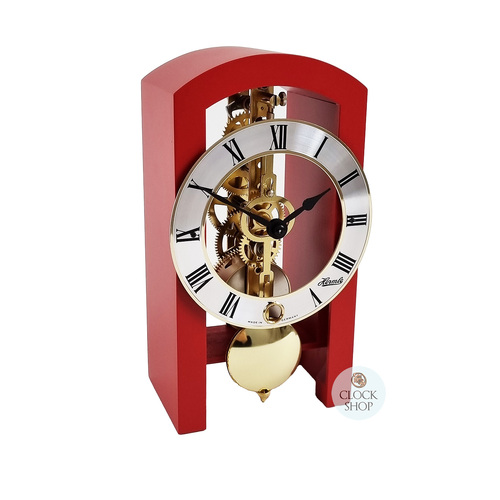 18cm Red Mechanical Skeleton Table Clock By HERMLE image
