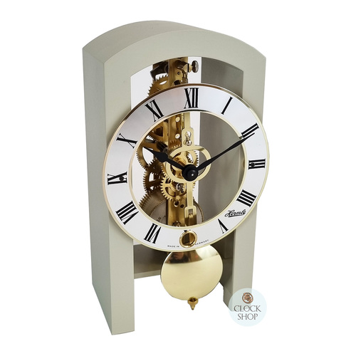 18cm Grey Mechanical Skeleton Table Clock By HERMLE