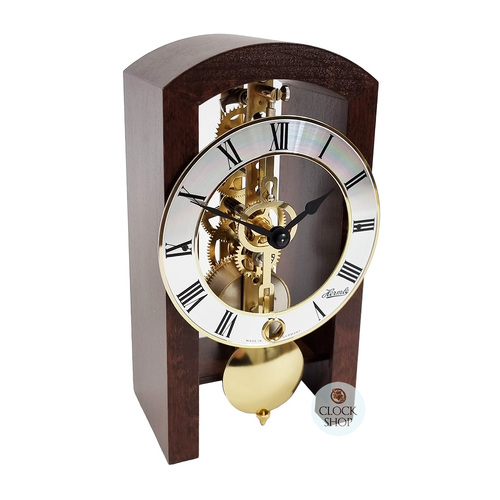 18cm Walnut Mechanical Skeleton Table Clock By HERMLE