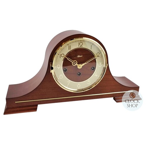 21.5cm Walnut Mechanical Tambour Mantel Clock With Westminster Chime By HERMLE 