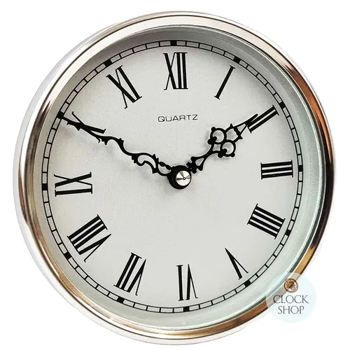 13cm Silver Clock Insert With Silver Dial & Roman Numerals By FISCHER image