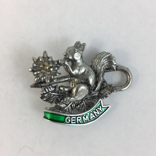 Germany Hat Pin - Squirrel Flowers And Pick 